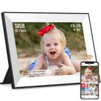 Digital Picture Frame 10.1 Inch WiFi Electronic Photo Frame 32GB Storage SD Card Slot Desktop IPS Touch Screen HD Display