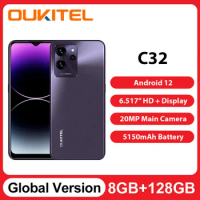 Global Version Oukitel 4G C32 Smartphone 6.517" 8GB RAM 128GB ROM 5150mAh Cell Phone 20MP Camera Mobile Phone