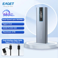EAGET M6 NVME External SSD Type-C 3.2 Mini Portbale Solid State Drive SSD 1tb 512GB 2tb 4tb USB 3.2 Gen2 Interface for Laptop PC