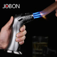 JOBON Table Lighter Refillable Windproof Flame Lock Jet Lighters For Cigar BBQ FIVE Torch