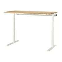MITTZON 升降式工作桌, 電動 實木貼皮, 橡木/白色