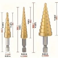 HSS Titanium Drill Bit 4-12 4-20 4-32 Drilling Power Tools Metal High Speed Steel Wood Hole Cutter Cone Drill Bits