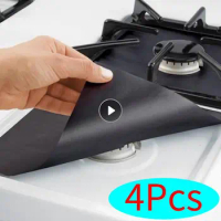 4Pcs Gas Stove Protectors Kitchen Reusable Burner Covers Mat Protector Cleaning Pad Liner Cover Top Gas Stove Protectors Parts