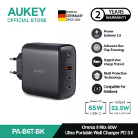 Aukey AUKEY Charger Multi Port Type C65W GAN PD 3.0 Fast Charging PA-B6T