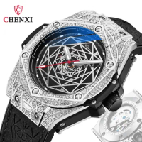 2022 Luxury Ice Out Watch Men Diamond Watches Leather Band Automatic Mechanical Wristwatches Male Clock Relogio Masculino