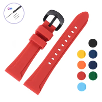 Watch Accessories Replacement Silicone Watchband Compatible for Seiko Watch Black Buckle For Men Watch Soft Strap 22 24 26mm