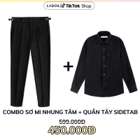 [COMBO ĐỘC QUYỀN LƯƠNG TOÀN THẮNG] Combo Quần Tây Sidetab LADOS - 4093 và Áo Sơ Mi Nhung Tăm đen LAD