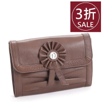 Aigner 艾格納 Evening Bag系列 真皮徽章鐵鍊肩背晚宴包-巧克力