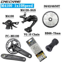 Deore M4100 1x10 Speed Groupset MTB Bike Derailleurs Shifter With M5100 Crank 10V Chain Flywheel 36/42/46/50T Bicycle Cassette