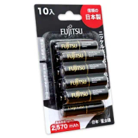 【FUJITSU 富士通】鎳氫低自放充電電池 高容量2450mAh 3號 HR-3UTHC 10入(日本製)