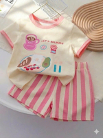 [Mẫu Hot 2026] Đồ Bộ Cotton \Let’s Brunch\" Siêu Mát Cho Bé Trai & Bé Gái"
