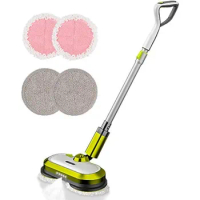 Cordless Electric Mop, Electric Spin Mop with LED Headlight and Water Spray, Up to 60 mins Powerful Floor Cleaner