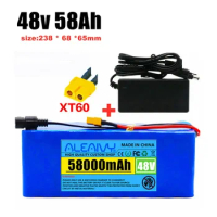 48v 58Ah lithium battery 58000mAh 1000w battery pack with BMS, suitable for electric bicycles, electric scooters,54.6v charger