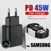 45W PD Super Fast Charge Charger For Samsung Galaxy S22 S23 S24 Ultra Note 10 USB Type C Cable Fast Charging High Speed Charger