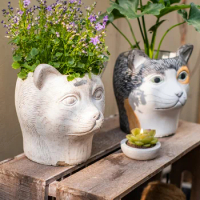 Cartoon flower pots with animal heads fleshy cement pots balconies courtyard ornaments art decoration earthen potted plants