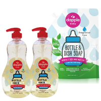 【dapple】奶瓶及餐具清潔500ml*2+補充包1L*1(無香精)