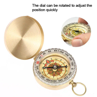 {INTO OU} Outdoor Portable Compass Navigation Camping Hiking Pocket Brass Golden Compass