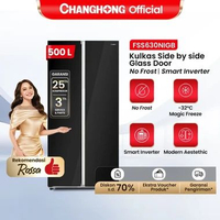 [NEW LAUNCH] Changhong 500L Kulkas Glass Door Side By Side Pintu Kaca Inverter Refrigerator FSS630NI