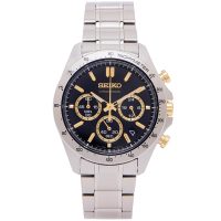 SEIKO 日本國內販售款 三眼計時手錶(SBTR015)-黑面X金色/40mm