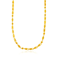 【金喜飛來】買一送一黃金項鍊金珠橄欖斜紋長約50公分(3.72錢±0.02)