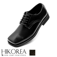 預購 HIKOREA 正韓製/版型正常。寬楦救星方頭綁帶紳士皮鞋正裝 厚底 男皮鞋-現+預/73-437(黑)