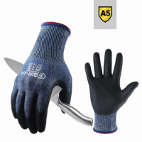 Level 5 Cut-Resistant Gloves, Firm Non-Slip Grip, Heavy Duty Work, Durable &amp; Breathable Nitrile Foam Coated, Touchscreen