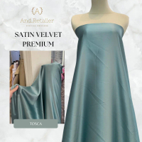 Bahan kain Satin velvet premium silk warna Tosca Hijau (Harga 0.5meter) Bisa untuk Inner/bahan dress