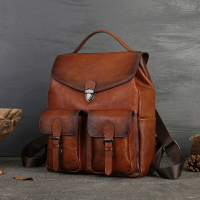 現貨+預購 真牛皮後背包側背包真皮革雙肩包托特包隨身女包包-復古鎖扣多層旅行後背包74lv38【獨家進口】【米蘭精品】