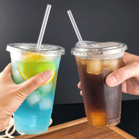 25/50 Sets 24oz Disposable Clear Plastic Cups With Lids And Straws, PET Material Ideal For Iced Coff