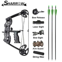16inch Archery Mini Compound Bow And Arrow Set 35lbs 23inch Aluminum Arrow Bowfishing Right Left Hand Hunting Accessories