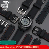 Silicone watch strap for Casio PROTREK series mountaineering watch silicone watchband prw3000 /3100 / 6000/6100y resin wristband