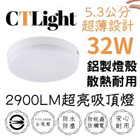 H.Bear暉熊 LED 32W流雲吸頂燈 IP44防水防塵防蚊蟲(白光/自然光/黃光)