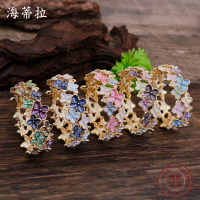 2025 Cross-Border Best-Seller Enamel Cherry Blossom Elastic Bracelet, Women's High-End Versatile Che