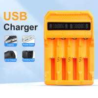 18650 USB Battery Charger 2 4 Slots Dual 18650 Charging 4.2V Rechargeable Lithium Battery Charger For 18650/16340/14500/21700