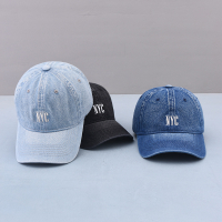 Nhà sản xuất mũ bóng chày denim đã giặt, mũ nắng mềm bốn mùa nyc Mũ lưỡi trai unisex thêu hình vịt x
