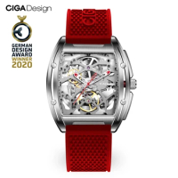 CIGA Design Men Automatic Watch Z Series Skeleton Mechanical Wristwatch Stainless Steel Case Sapphire Crystal Timepiece 2 Straps