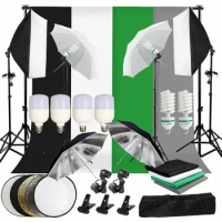 E-reise Photo Studio Accessories Photo Studio Set LED Softbox Umbrella Lighting Kit Background Support Stand 4 Color Backdrop