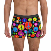 Peace Symbols Underwear Cool Colorful Groovy Cute Panties Design Boxer Brief 3D Pouch Men Large Size Boxer Shorts