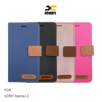 強尼拍賣~XMART SONY Xperia L3 斜紋休閒皮套 掀蓋 可立 插卡 撞色 磁扣