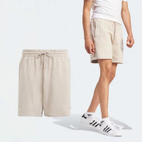 【adidas 愛迪達】短褲 Premium Essential Shorts 男款 米白 抽繩 棉褲 愛迪達(IR7880)