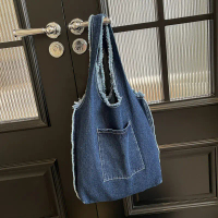 New denim shoulder bag women's leisure Hong Kong style student commuter backpack large capacity tide