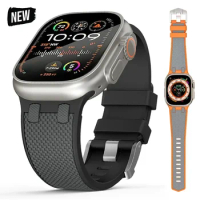 Carbon Fiber Strap for Apple Watch Ultra 2 49mm Silicone Band 45mm 44mm 42mm Men Sport Bracelet For iWatch Series 9 8 7 6 4 5 se