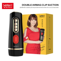 Leten Male Vacuum Suction Masturbation Cup Automatic Suck Pussy Cup Double Airbags Realistic Vagina Sex Machine Toys For Men 18