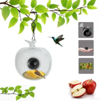Bird Feeder Refillable with Camera 1080P HD Outside Weather Rain Squirrel Proof Resistant Drain Rain Water Clear Transparent Bir