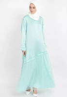 JV Hasanah JV Hasanah Sahara Snow Dress Mint | Gamis Roberto Cavali Organza