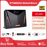 GTMEDIA V8 UHD 4K HD TV Box With Smart Card Reader Auto Biss Key Multi-Room T2-MI Sat Receiver DVB-S2X/T2/C Satellite Firmware