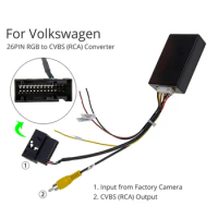 For VW RCD510 RNS510 RNS315 RGB To AV Parking Camera Decoder Reverse Camera Interface Adapter 12V Backup Camera Converter