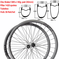 ONEFLY 1380g Carbon Wheelset Disc Brake 700c Clincher 36 Ratchet Hub 30/45/50mm Gravel Bicycle Wheels Disc Brake Road Bike
