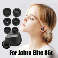 3Pairs Soft Memory Slow Rebound Earbuds Eartips Cover with Earphone Storage Pouch for Jabra Elite 85t Bluetooth Earphone