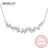 Moissanite Necklace for Woman Wedding Fine Jewelry 925 Sterling Sliver Plated 18k White Gold Necklace Colar de Prata